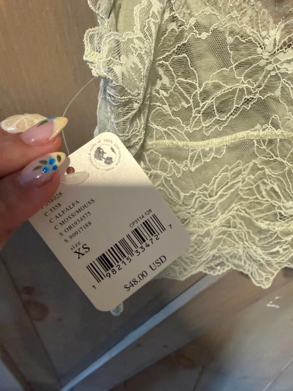 Free people intimately Lacey cami in Sage Green NWT - Picture 7 of 8
